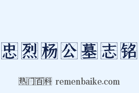 忠烈杨公墓志铭是什么意思的图片